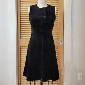 CALVIN Klein Suede Feel Black Dress with Gold Accents